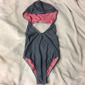Reversible Gingham Bathing Suit with Hood!